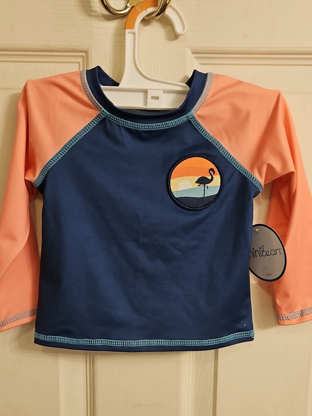 Kids Navy and Coral Long-Sleeve Beach/Swim Top